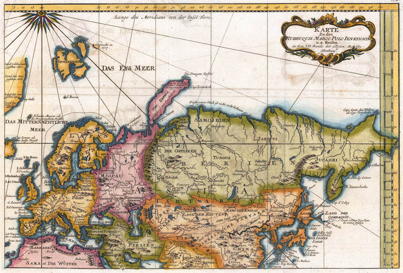 Europa en Azië, route Marco Polo, 1760 Bellin